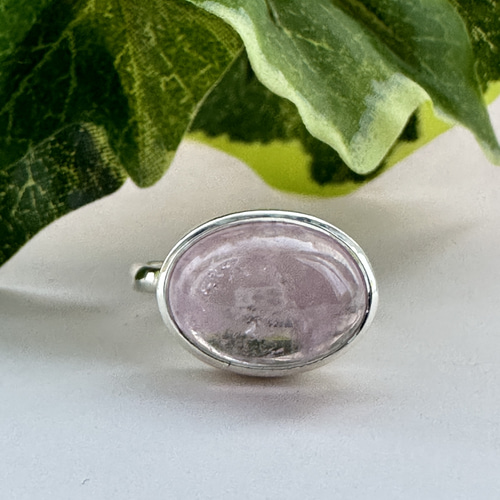 シルバーリング石付き モルガナイト|石彩-木目金・高級シルバーリング