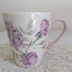 お買い得価格♡紫色のバラ22.5cm皿＋マグカップ 7枚目の画像