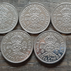 ジョージ王 イギリス 2シリング フロリン  英国コイン5個 1947年~1951年 美品です 本物 直径28.5mm 1枚目の画像