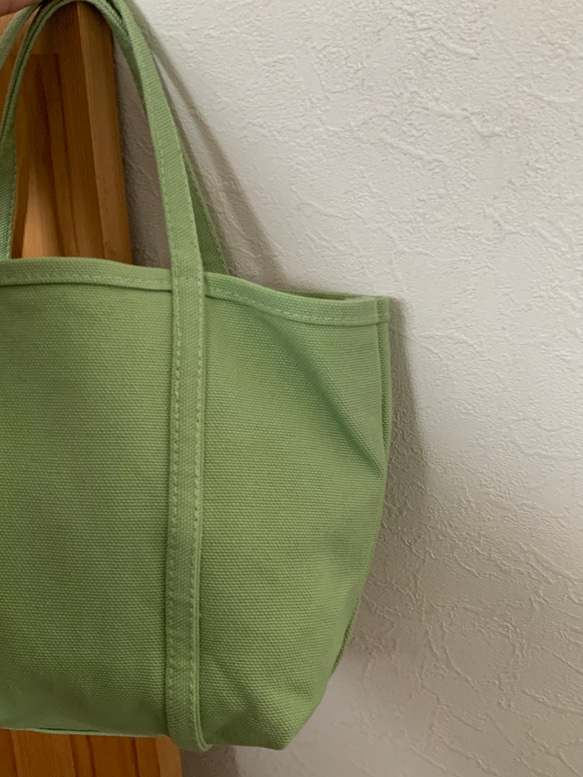 【A4対応】帆布　BASIC TOTE ( M )　海緑色　pistachio green 4枚目の画像