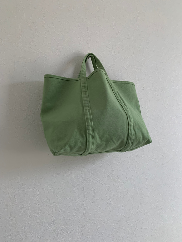 【A4対応】帆布　BASIC TOTE ( M )　海緑色　pistachio green 3枚目の画像
