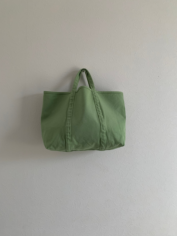 【A4対応】帆布　BASIC TOTE ( M )　海緑色　pistachio green 1枚目の画像