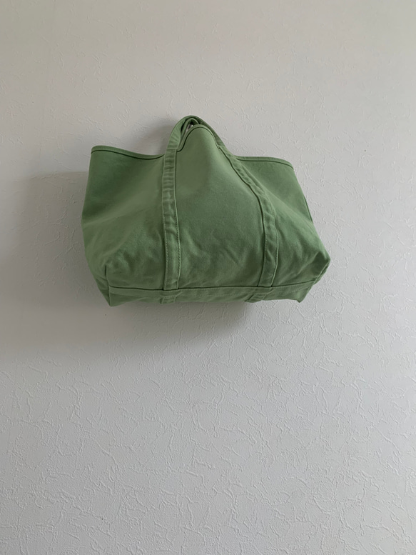 【A4対応】帆布　BASIC TOTE ( M )　海緑色　pistachio green 2枚目の画像