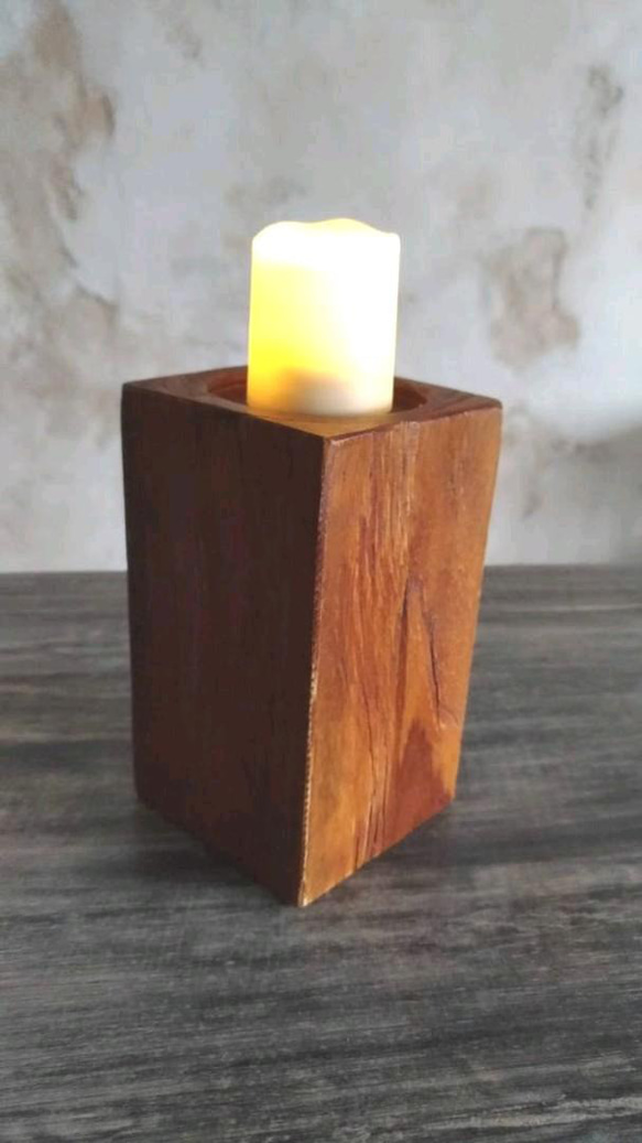 木製 キャンドルスタンド 蝋燭立 燭台 M チーク材 インテリア oth1016 1枚目の画像