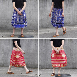 アフリカ布のバルーンスカート（カンガスカート）コクーンスカート 大人かわいい アシンメトリー 6枚目の画像