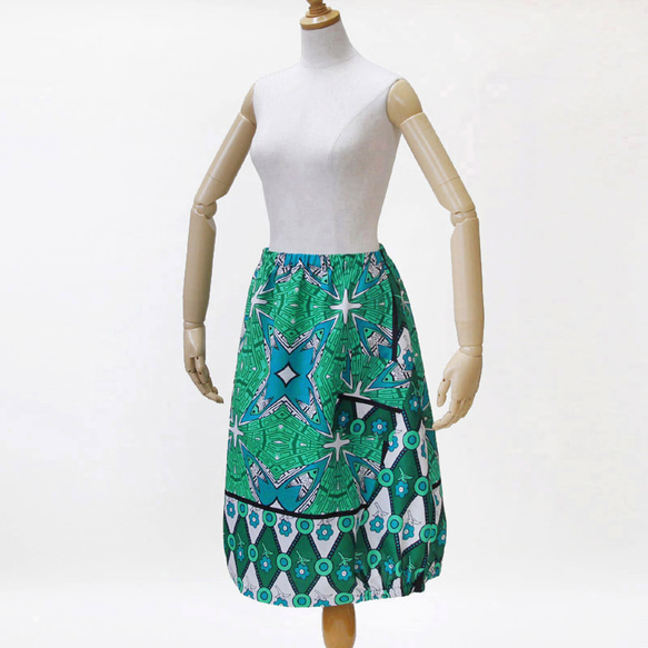 アフリカ布のバルーンスカート（カンガスカート）コクーンスカート 大人かわいい アシンメトリー 5枚目の画像