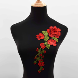 赤い社交ダンスドレス フラワーモチーフ付き 社交ダンスドレス 赤フラワーモチーフ付き