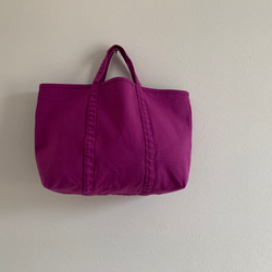 【A4対応】帆布　BASIC TOTE ( M )　紅紫Violet 1枚目の画像