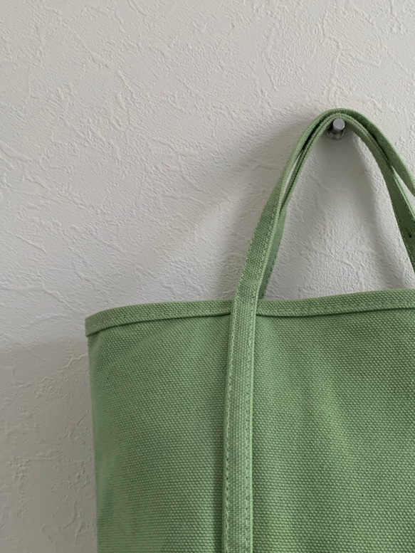 帆布　おでかけTOTE (S)  ピスタチオグリーン 4枚目の画像