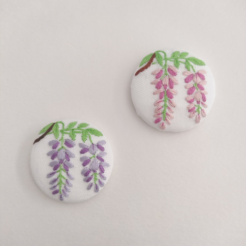 受注制作】藤の花刺繍ブローチor刺繍ヘアゴム ブローチ かな