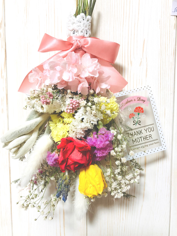 チューリップと薔薇の可愛いmini bouquet♡スワッグブーケ♪♪     「母の日ギフト」 3枚目の画像