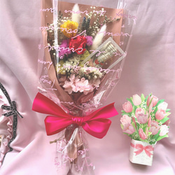 チューリップと薔薇の可愛いmini bouquet♡スワッグブーケ♪♪     「母の日ギフト」 1枚目の画像