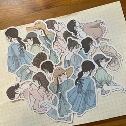 No.162　後ろ姿女の子♡旧　リボン付きサンキューシール　フォーユーシール No.162 後ろ姿女の子♡旧 リボン付きサンキューシール