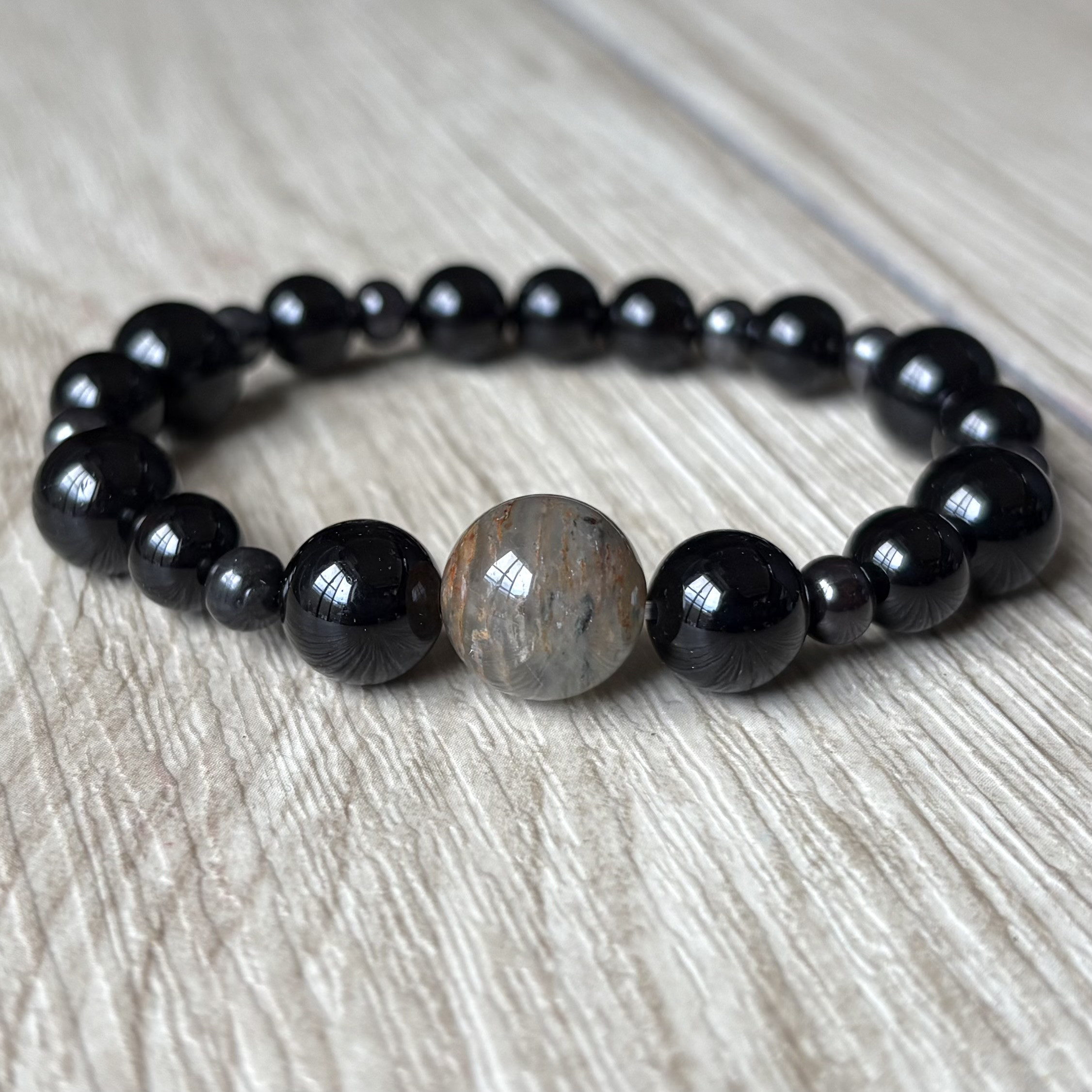 全ての運を上向かせる/千層ファントムクォーツ・モリオン・スギライト/パワー 天然石 ストーンブレスレット