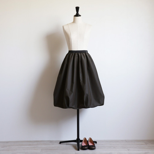 ウエストゴムで安心◎】ふんわりバルーンスカート【ミディ丈65cm