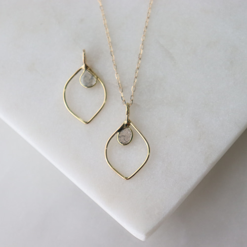 K18YG 天然ダイヤモンド スライスダイヤモンド チャーム ペンダント