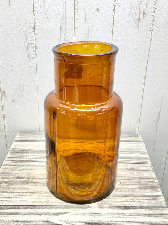 花瓶口が広い♪　ドライフラワー  枝物・ドライ・生花にも♪ 花瓶/アンバー　 4枚目の画像