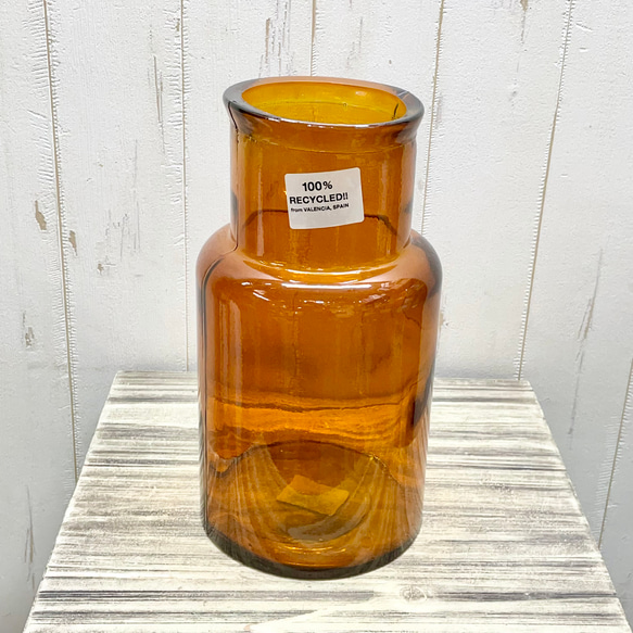 花瓶口が広い♪　ドライフラワー  枝物・ドライ・生花にも♪ 花瓶/アンバー　 2枚目の画像