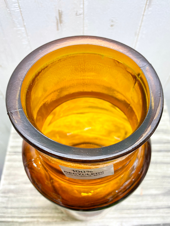 花瓶口が広い♪　ドライフラワー  枝物・ドライ・生花にも♪ 花瓶/アンバー　 3枚目の画像