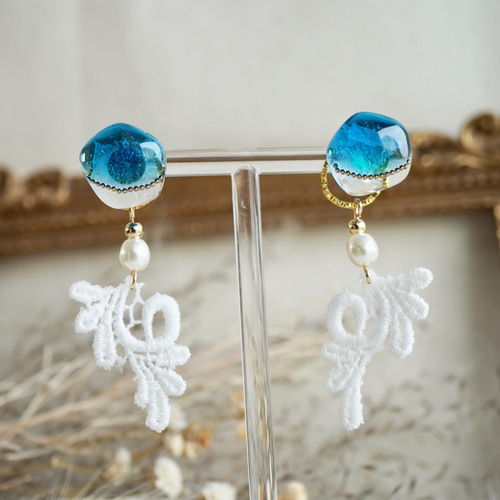 ciel et mer】ピアス イヤリング 揺れない 大人可愛い 2way 夏 空 海