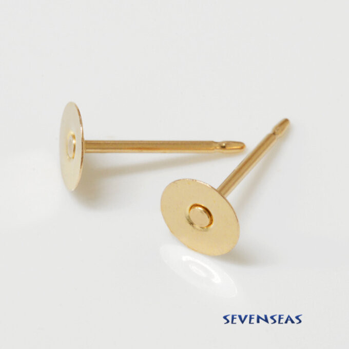 【10ペア入り】14KGF  平皿ピアスポスト（5mm）ゴールドフィルド GFFPP-50