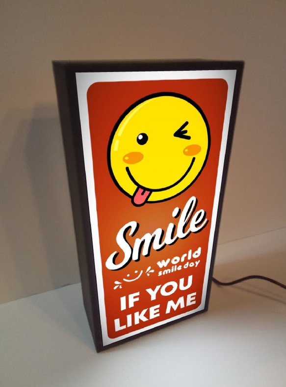 スマイル スマイリーフェイス ニコちゃん 笑顔 ミニチュア サイン ランプ 看板 置物 雑貨 ライトBOX 電飾看板 3枚目の画像