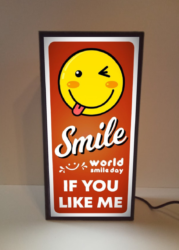 スマイル スマイリーフェイス ニコちゃん 笑顔 ミニチュア サイン ランプ 看板 置物 雑貨 ライトBOX 電飾看板 2枚目の画像