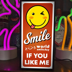 スマイル スマイリーフェイス ニコちゃん 笑顔 ミニチュア サイン ランプ 看板 置物 雑貨 ライトBOX 電飾看板 1枚目の画像