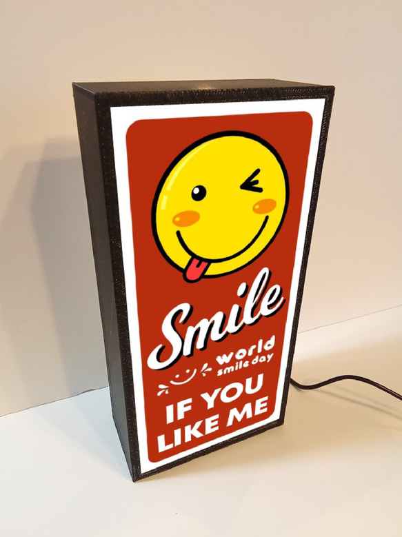 スマイル スマイリーフェイス ニコちゃん 笑顔 ミニチュア サイン ランプ 看板 置物 雑貨 ライトBOX 電飾看板 4枚目の画像