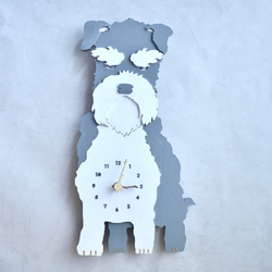 ミニチュア・シュナウザーの眼力を愉しむ レギュラーサイズ 時計 木製