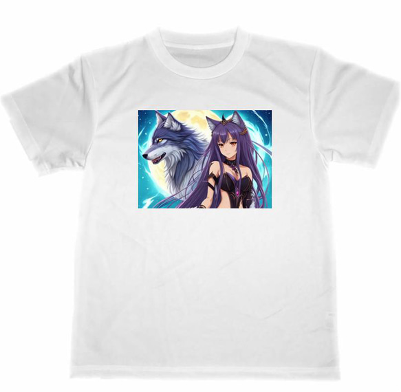 オオカミ ドライ Tシャツ オリジナル アニメ キャラクター 美少女 狼 
