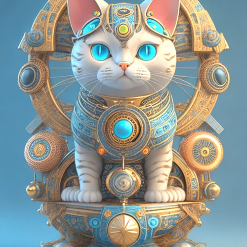 猫 ドライ Tシャツ ネコ 近未来 置物 イラスト 機械 グッズ T