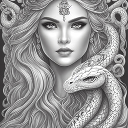 白蛇　ドライ　Tシャツ　蛇　グッズ　巳年　ヘビ　爬虫類　アニマル　イラスト　絵　リアル　女神　美女 2枚目の画像