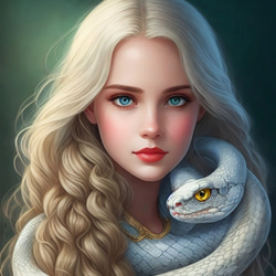 白蛇　ドライ　Tシャツ　２　蛇　グッズ　巳年　ヘビ　爬虫類　アニマル　イラスト　絵　リアル　女神　美女 2枚目の画像
