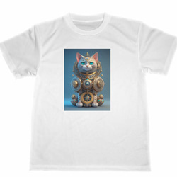 猫　ドライ　Tシャツ　ネコ　近未来　置物　2　イラスト　機械　グッズ 1枚目の画像