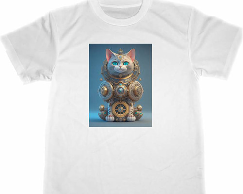 猫 ドライ Tシャツ ネコ 近未来 置物 2 イラスト 機械 グッズ T