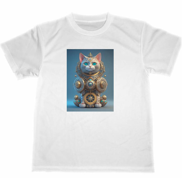 猫　ドライ　Tシャツ　ネコ　近未来　置物　2　イラスト　機械　グッズ 1枚目の画像