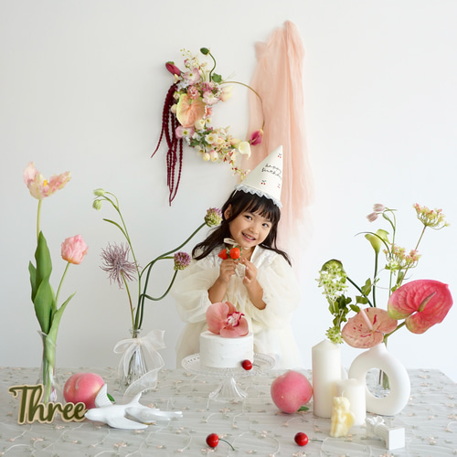 お家スタジオ 1歳 ハーフバースデー 花瓶 フラワーベース セット akabeko/ハーフバースデー/レンタルセット | . . . type