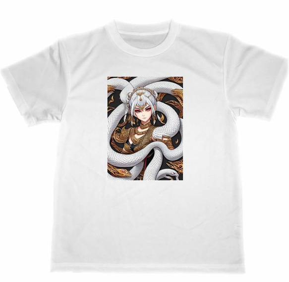 白蛇 ドライ Tシャツ 4 蛇 グッズ 巳年 ヘビ 爬虫類 アニマル イラスト