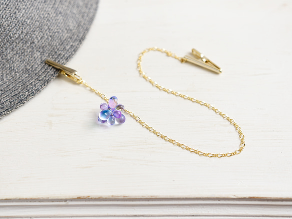 【送料無料/新品】 帽子クリップ・ハットクリップ】雨のあと うるツヤな紫陽花 帽子