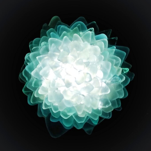 オーダー】シーグラスのお花のランプシェード ブルー×ライトブルー