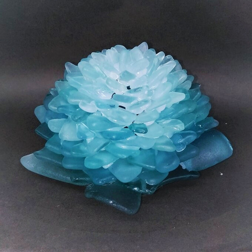 オーダー】シーグラスのお花のランプシェード ブルー×ライトブルー