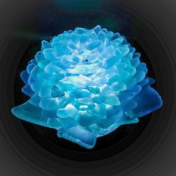 オーダー】シーグラスのお花のランプシェード ブルー×ライトブルー