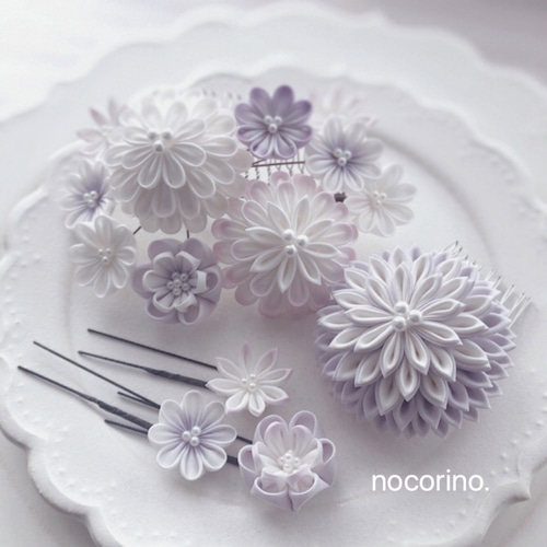 つまみ細工髪飾り 成人式 卒業式 七五三 ウエディング 白無垢 色