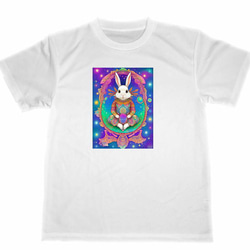 ウサギ　ドライ　Tシャツ　サイケデリック　曼荼羅　アート　アニマル　ペット　兎　グッズ 1枚目の画像