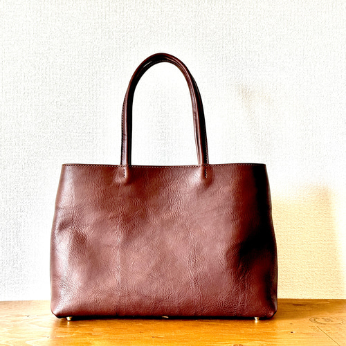 栃木レザーオイルヌメ トート② L ブルー トートバッグ かなぶん工房