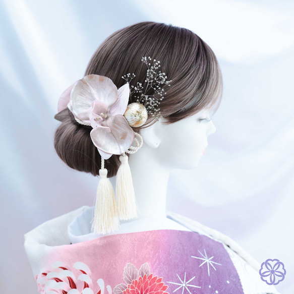 成人式 髪飾り 花 3点セット「シャンペトルピンク KARENコームフラワー