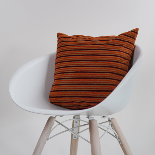 クッションカバー キリム オレンジ グレー ブラウン イエロー ボーダー オレンジ系 ストライプ柄 合皮クッションカバー 45×45㎝ ファスナー付