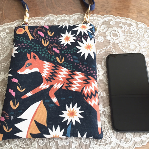 北欧ファブリックの小さ目ポシェット：スマホポシェット：サコッシュ 
