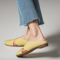 REAJOLL ベージュ、黄色 本革 スリッパ シューズ レディース 婦人靴 革靴 韓国 柔らかい 高級 レザーサンダル 11枚目の画像